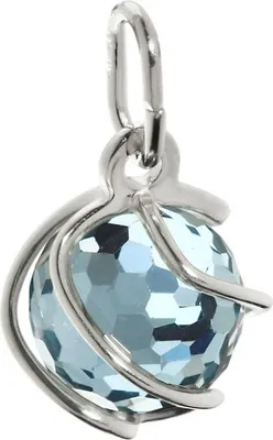 Produktbild von Sphäre Kugel Kettenanhänger 925er Sterlingsilber Aqua Kristall 7mm Anhänger 7861