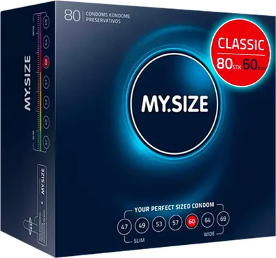 Immagine prodotto di MY.SIZE Classic Preservativi Taglia 5 | Larghezza 60 mm | Confezione mega da 80 pezzi | Extra sottili | Sensazione naturale | Spessore sottile 0,07 mm