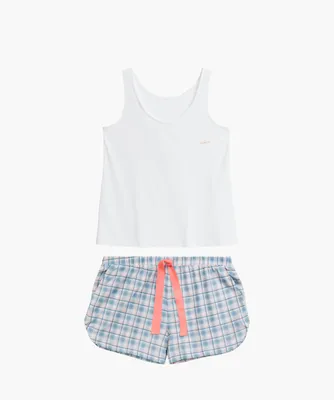 Produktbild von ATLANTIC UNDERWEAR Damen Pyjama Set 2-teilig – Baumwolle mit Modal Schlafanzug mit Tanktop & Shorts, bequem & atmungsaktiv Sommer Nachtwäsche S-XXL