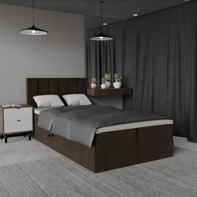 Produktbild von QLA Möbel Boxspringbett Bergamo 120x200  mit 2 Bettkästen, Doppelbett mit Matratze und Topper, Polsterbett, Bett. Farbe Braun