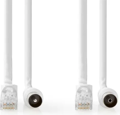 Produktbild von Nedis Coax & Cat6 Kombikabel - IEC (Coax) Stecker / RJ45 Stecker - IEC (Coax) Buchse / RJ45 Stecker - Vernickelt - RG58 - 75 Ohm - Doppelt geschirmt - 1.50 m - Rund - PVC - Weiss - Label