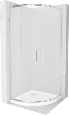 Immagine prodotto di Mexen Rio cabina doccia semicircolare 80 x 80 cm, smerigliata, cromo + piatto Flat, bianco - 863-080-080-01-30-4110