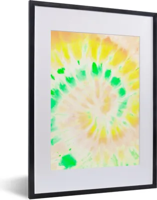 Produktbild von MuchoWow® Gerahmtes Poster Krawattenfärbung - Gelb - Weiß 30x40 cm - Poster mit Schwarzem Bilderrahmen Wandposter Rahmen Foto Bilder - Wandposter Schlafzimmer