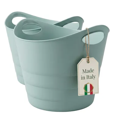 Productafbeelding van 2 stuks elastische rubberen bak, bak met draaghandgrepen, universele, flexibele tuimand, multifunctionele bak, inhoud ca. 50 liter