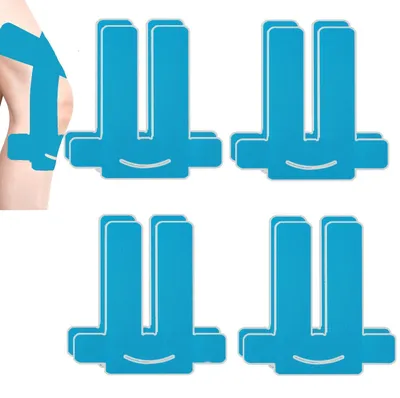 Produktbild von Kinesiologie Tape Knie Vorgeschnitten 8 Stück Blau Wasserfest Elastisch Hautfreundlich