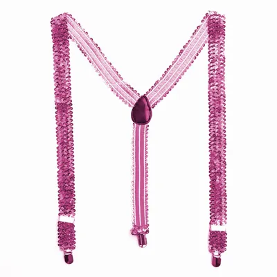 Produktbild von Party Factory Pailletten Hosenträger, pink Glitzer, 50-90cm, für Damen und Herren, Glamour Accessoire, bis 195cm Körpergröße