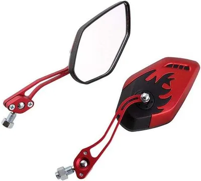 Image de Rétroviseurs de moto - Rétroviseurs de course pour moto - Réglables - Rouges - Lot de 2 - 8 mm/10 mm