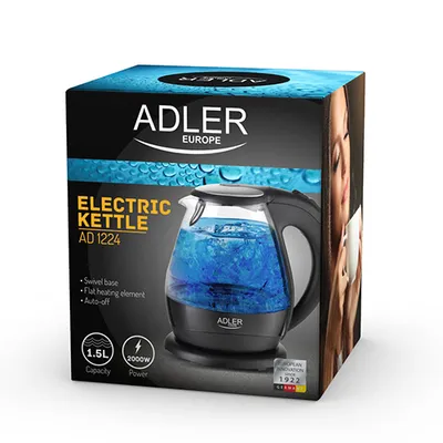 Image de Bouilloire électrique Adler AD 1224 1,5 L 2000 W Noir, transparent