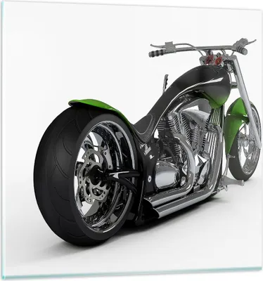 Produktbild von Bilder auf glas - Motorrad Chrom Schlauch Reise - 50x50cm - Glasbilder - Wandbilder - Kunstdruck - zum Aufhängen bereit - Wanddekoration aus Glas - Glas Bilder - Wandbild auf Glas - GAC50x50-1548