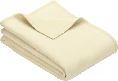 Produktbild von Ibena Tagesdecke Porto 180x220 cm - Baumwollmischdecke wollweiß einfarbig, Wolldecke, Sofadecke kuschelweich