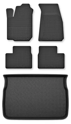Image de Tapis en caoutchouc + bac de coffre pour Citroen C3 III 2017- – 5 pièces, noirs, semi-universel, adapté