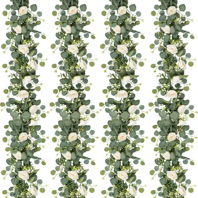 Obrázek produktu pro Umělá květinová girlanda, svatební, eukalyptus, 4 kusy, bílá, 180 cm