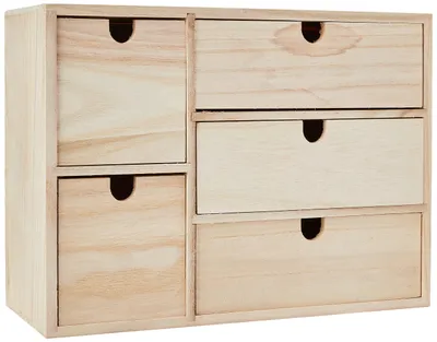 Produktbild von Holz Aufbewahrungsbox mit 5 Schubladen in Beige