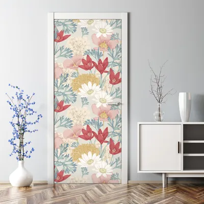Produktbild von Dekorative Türtapete selbstklebend Klebefolie Türposter Frühlingsblumen 85 x 200 cm