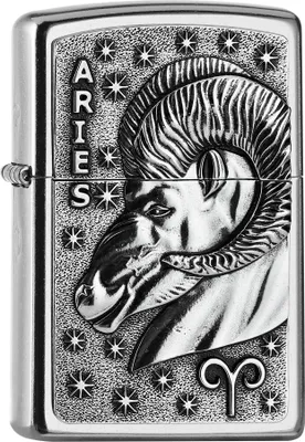 Produktbild von Zippo Benzin-Feuerzeug Street Chrom Plakette Aries 2006507, unbefüllt