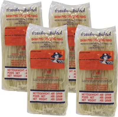 Produktbild von [ 4x 400g ] FARMER Reisnudeln, 3mm Banh Pho / Bandnudeln / Rice Noodle