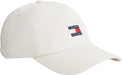 Zdjęcie produktu dla Czapka Tommy Jeans Heritage Core 5 Panel dla kobiet, wykonana z bawełny, kolor: kość słoniowa (ivory), odcień: jajeczny