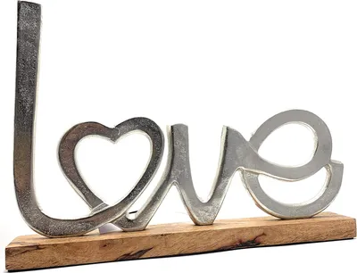 Immagine prodotto di Gilde Schriftzug, "LOVE", Schriftzug, Aluminium, Mangoholz, silberfarben, VE 2, L. 5 cm, B. 41 cm, H. 28.5 cm 48195 4009079481952