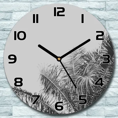 Produktbild von Wanduhr aus Glas Rund fi 30 Dschungel Blätter Quarz Deko Schlafzimmer Büro