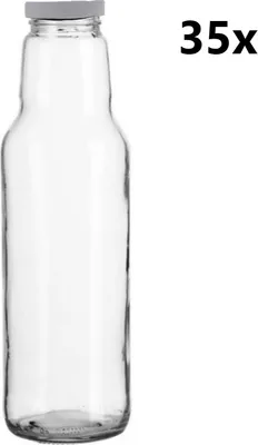 Produktbild von Saftflasche 750 ml klar/transparenter SAFT 35 Stück INKLUSIVE WEISSEN VERSCHLÜSSELN, Stückzahl in der Packung: 35