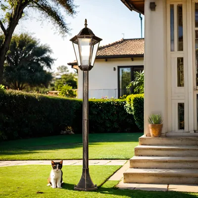 Produktbild von Stehleuchte außen Kupfer IP44 E27 113 cm Glas Aluminium Rustikal Stehlampe außen Haus Hof