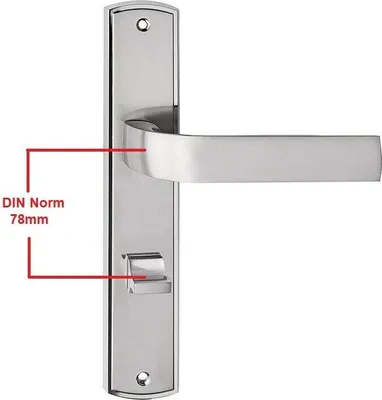 Produktbild von Türgriff EUROPA NICKEL SATINIERT DIN Norm WC Lochabstand 78mm Türbeschlag Langschild Drückergarnitur