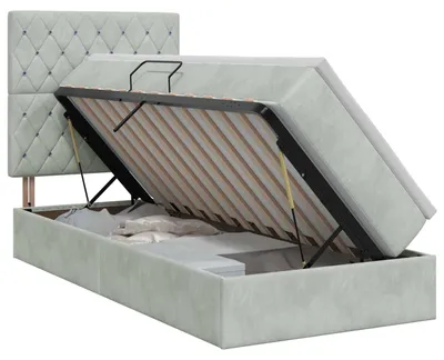 Image de vidaXL Lit avec rangement et matelas Gris clair 100 x 200 cm Velours