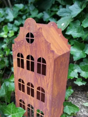 Productafbeelding van Edelroest windlicht, model "Haus Namas", rond - klein