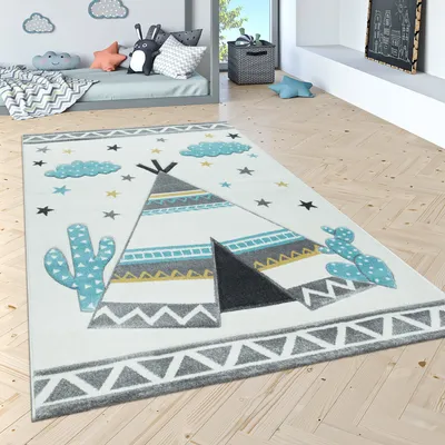 Produktbild von Kinderteppich Kinderzimmer Moderne Pastell Farben, Niedliche Motive, 3D Effekt Grösse 120x170 cm