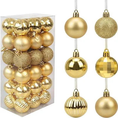 Weihnachtskugeln 36er Set, 4 cm, Gold, unzerbrechlich