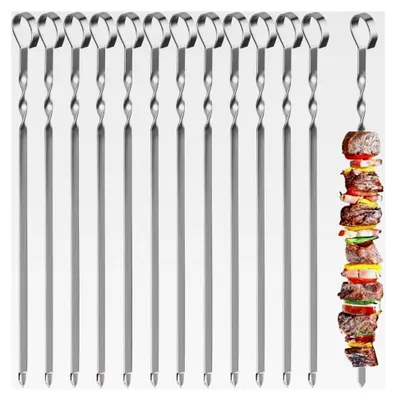 Produktbild von Grillspieße 12 Stück Kabob Spieße 39 cm Edelstahl Lange Spieße Schaschlikspieße Fleischspieße