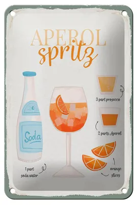 Produktbild von Blechschild Rezept Aperol Spritz Cocktail Recipe 12x18cm Dekoration
