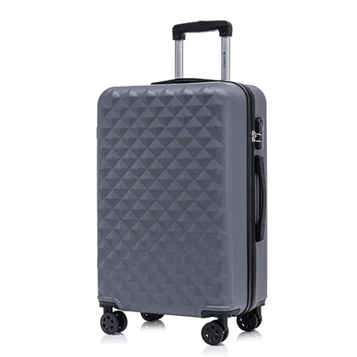 Produktbild von Koffer Trolley Reisekoffer Suitcase, Rollkoffer Handgepäck ,mit 4 Rollen360°, Hartschalenreisekoffer, Zahlenschloss, Weicher Gummigriff (L,Grau)
