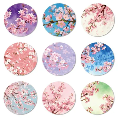 Image de Sous-verres en bois à motif de fleurs de cerisier - Lot de 9 - Pour la maison
