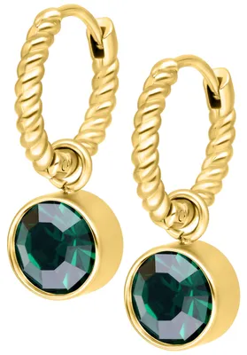 Produktbild von Wildcat Ohrringe - Little Twisted Hoops - Gold, Smaragdno Zelena - Chirurgenstahl 316L - wasserfest, langlebig, hautverträglich, Gold-Smaragdgrün