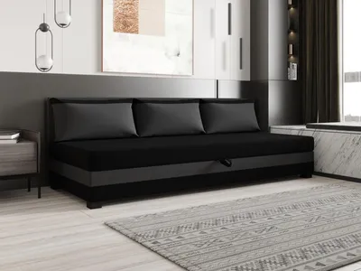 Produktbild von Einzelbett 110x195 ZAJDA BIZ 2 mit Stauraum - schwarz/grau