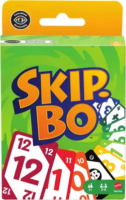 Produktbild von Mattel Games Skip-Bo Kartenspiel für Kinder, Erwachsene und Familien, Karten für Farbenblinde geeignet, für 2 bis 6 Spieler, Kartenspiel, Abwurf, 7 Jahr(e), Familienspiel