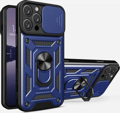 Produktbild von Armor Handyhülle für Apple iPhone 15 Pro Max Kameraschutz Handy Panzer Case Cover Schutzhülle Outdoor Farbe: Blau