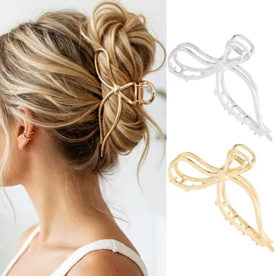 Immagine prodotto di Fermaglio per capelli in metallo dorato, grande, ideale per le donne