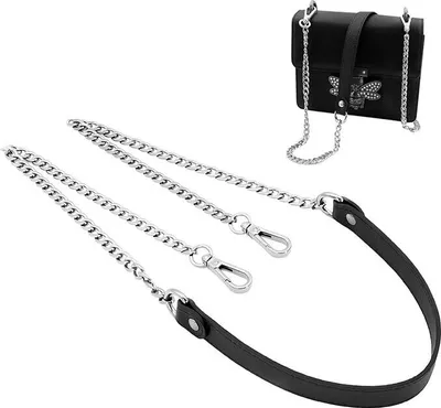 Produktbild von 120cm Taschenkette Silber Schulterriemen Taschenriemen Metall Trageriemen Handtasche Ersatz Schulterriemen Kette Trageriemen für Taschen Taschenkette