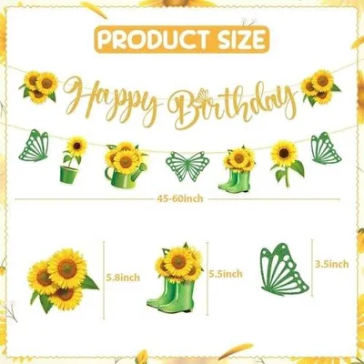 Zdjęcie produktu dla Girlanda urodzinowa słoneczniki baner happy birthday dekoracja imprezy