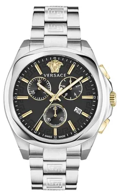 Zdjęcie produktu dla Versace VE3CA0423 Chrono Lady czarny srebrny złoty zegarek damski ze stali nierdzewnej NOWOŚĆ
