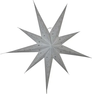 Produktbild von Papierstern - Weihnachtsstern - Stern 9zackig weiß gemustert 04 - 60 cm
