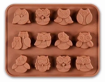 Produktbild von Silikonform für Pralinen und Schokolade - Eulen-Motiv - Antihaftbeschichtet und flexibel - Mehrfachform