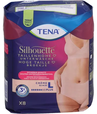 Immagine prodotto di TENA Silhouette biancheria intima a vita alta crema EU 44-54 taglia L, 8 pezzi pantaloni monouso