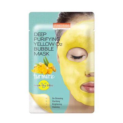 Zdjęcie produktu dla PUREDERM - Koreańska bąbelkująca maseczka oczyszczająca do twarzy z kurkumą, 25g