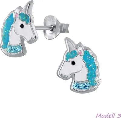 Produktbild von Kinder Ohrstecker: Mädchen Ohrringe Silber „Einhorn“ Modell 3
