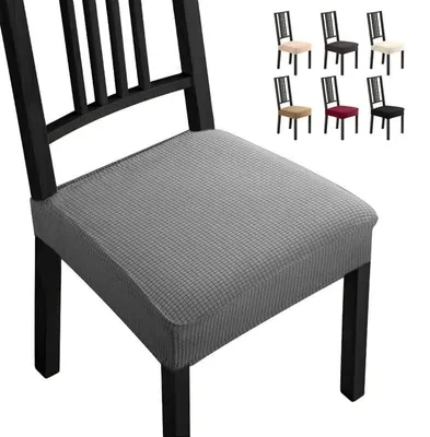 Produktbild von Stuhlhussen 6 Stück Grau Elastisch Jacquard Spannbezug Fleckschutz Langlebig