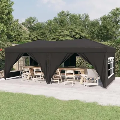 Produktbild von Partyzelt Faltbar mit Seitenwänden Faltpavillon Pavillon Gartenpavillon Gartenzelt Festzelt Bierzelt für Garten, UV Schutz und Wasserabweisend, Anthrazit 3x6 m