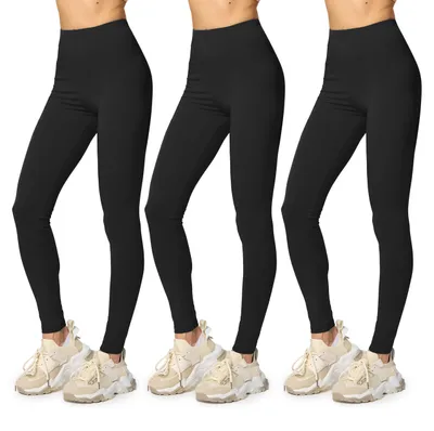 Produktbild von Merry Style Damen Lange Leggings aus Baumwolle (Schwarz/Schwarz/Schwarz, 3XL) MS10-198